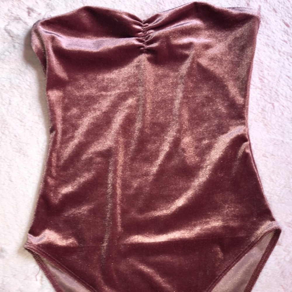 Pink velvet bodysuit from Forever 21